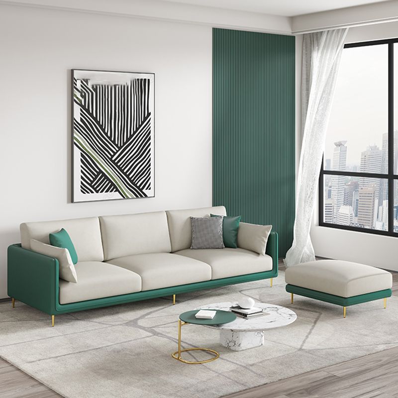 Faux Leather 3-seater Living Room Standard Cushions Glam Sofa