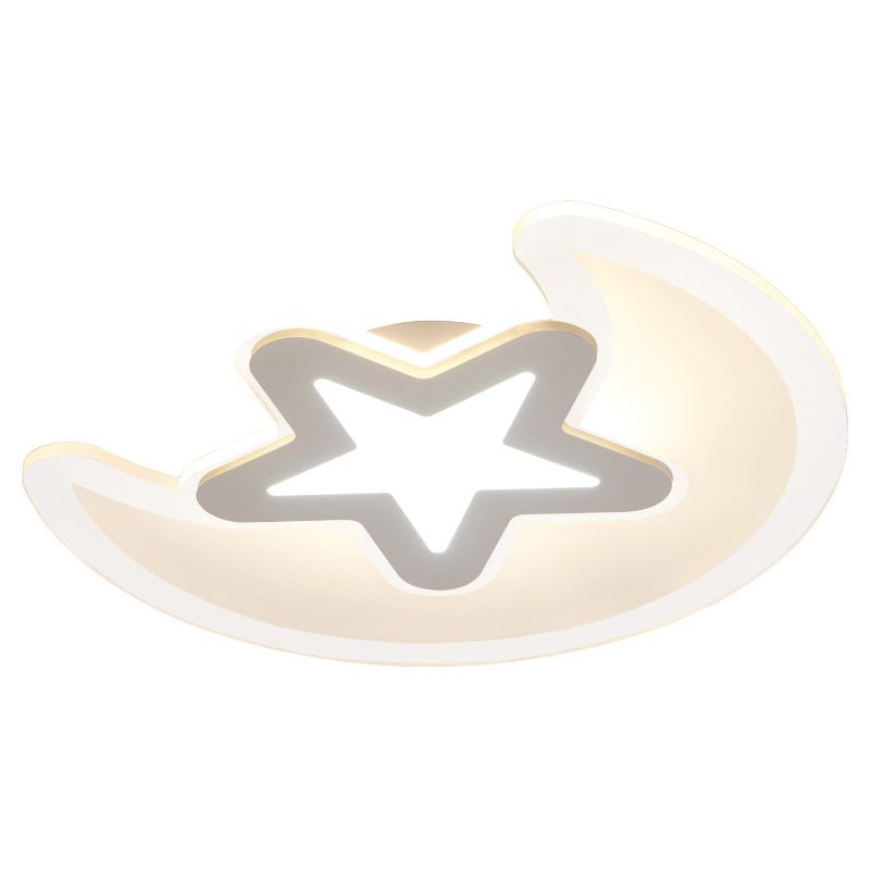 Moon And Star Flush Light 1 Light Acrylic Modern Flush Mount Ceiling Light Fixtures for Children Bedroom