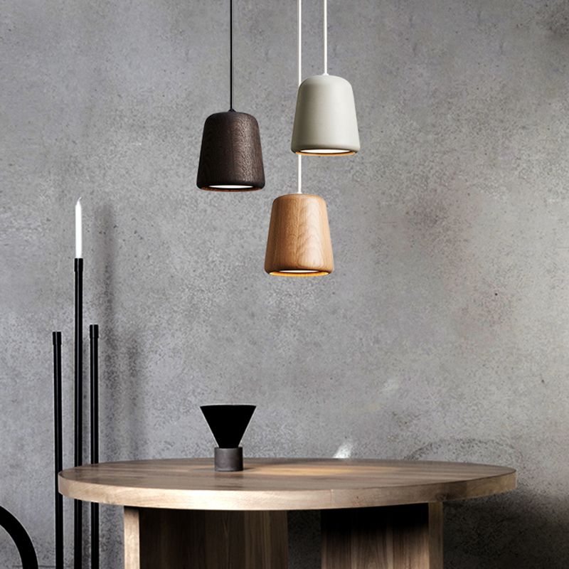 Tapered Dining Room Pendulum Lamp Wooden 1 Bulb Nordic Style Pendant Lighting Fixture