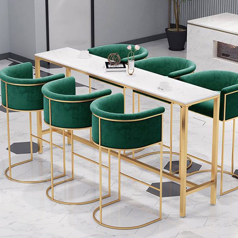 Scandinavian Bar and Counter Stool Low Back Stool with Pedestal Base in Gold