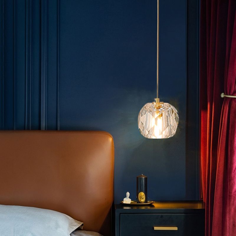 1-Light Crystal Ball Mini Pendant Light 4.3 Inch Wide Modern Simplicity Style Hanging Light with 78.7" Adjustable Suspension Wire