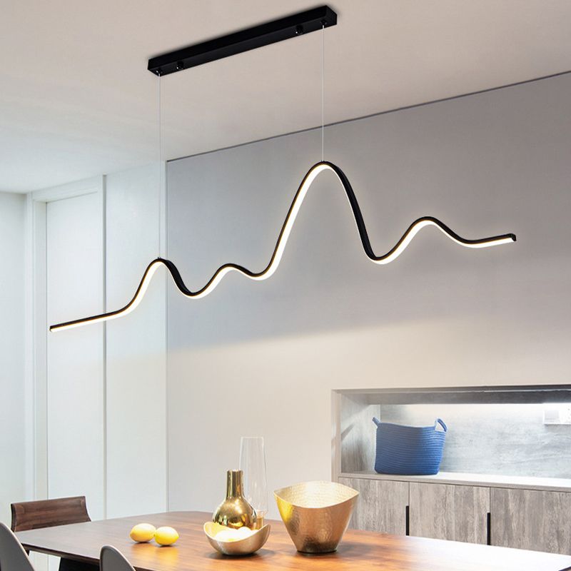 Golden/Black Kitchen Island Lighting Modern Linear LED Ceiling Light for Foyer