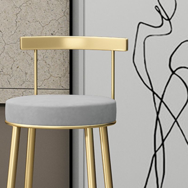 Taburete de bar sin brazos con respaldo Glam, taburete de bar para el hogar de hierro con cojín