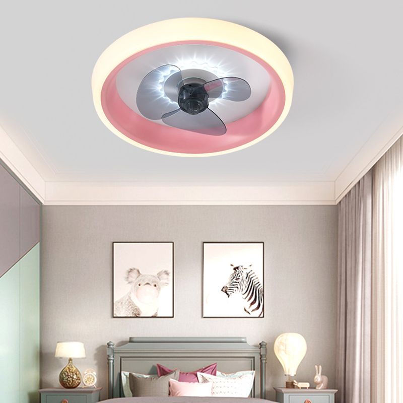 Ventilador de techo LED conciso moderno Ligera de hierro lacado con ventiladores de techo circular con sombra acrílica
