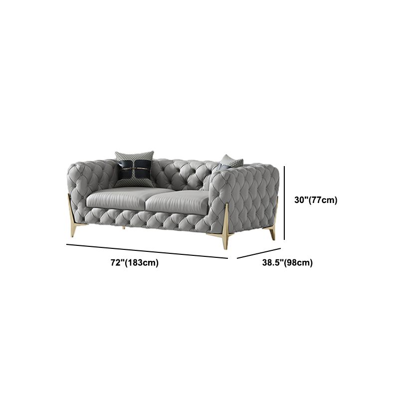 Contemporary Tufted Sofa 30.31" High Faux Leather Tuxedo Arm Sofa