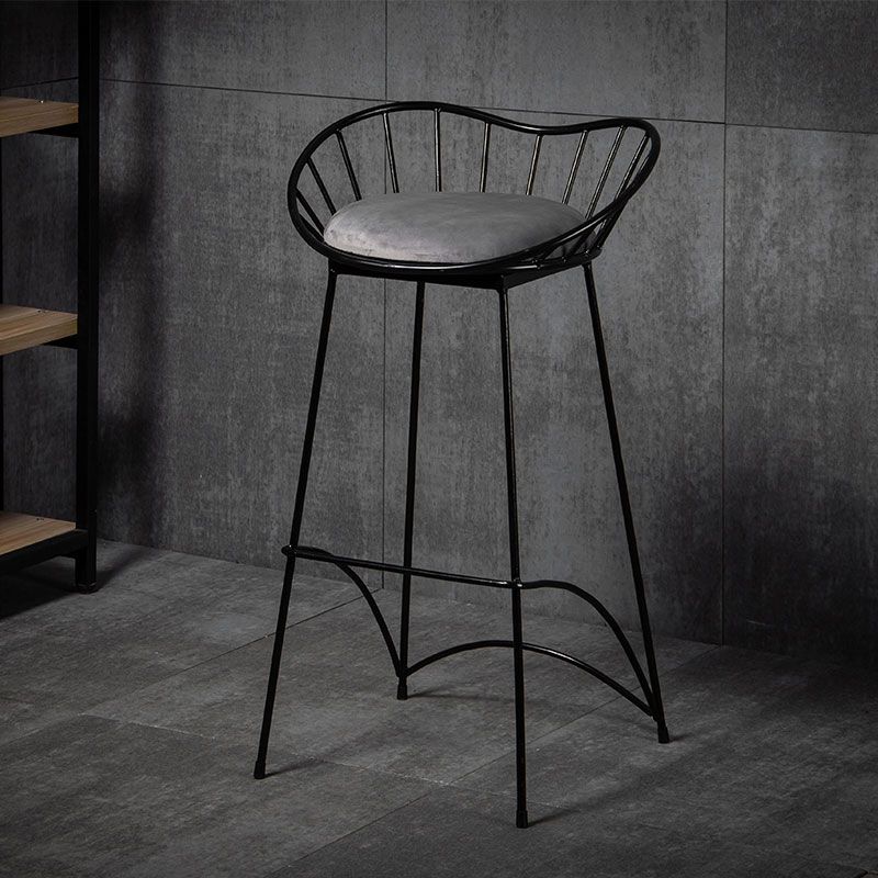 Modern Style Iron Bar Stool Low Back with Footrest Living Room Simple Bar Stool 30 Inches