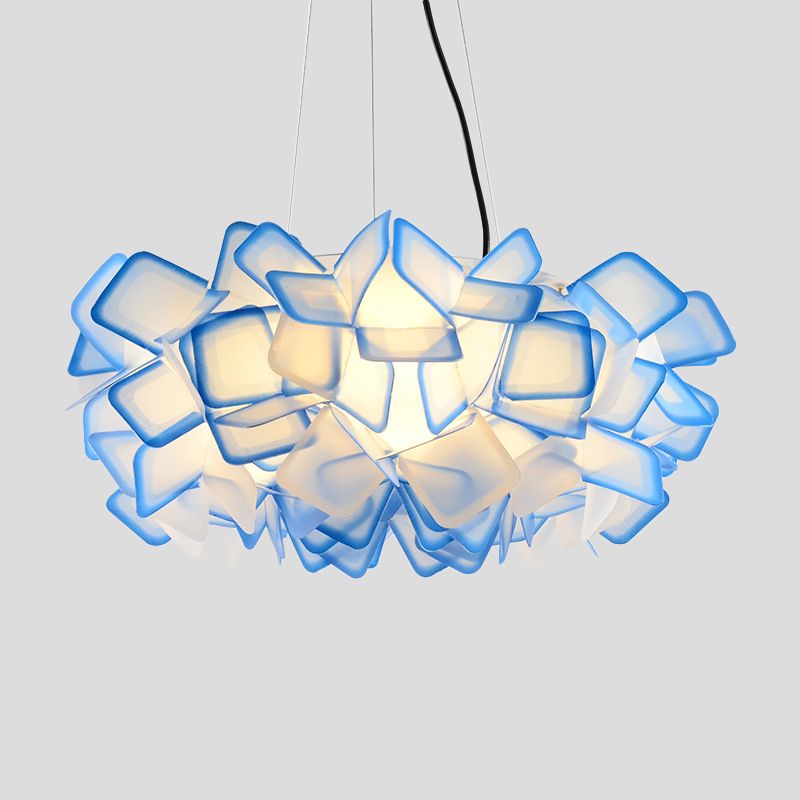 Hand-Worked Blooming LED Chandelier Modern Stylish Acrylic Blue/Purple Suspended Lighting Fixture, 21"/31" Wide