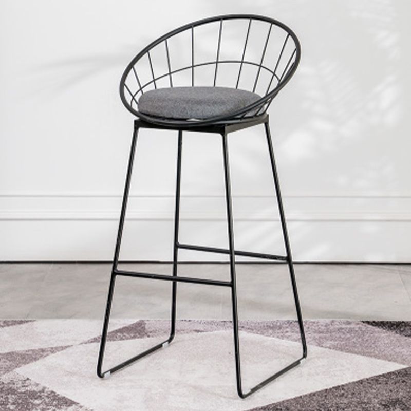 Contemporary Living Room Metal Legs Upholstered Bar Stool with Footrest