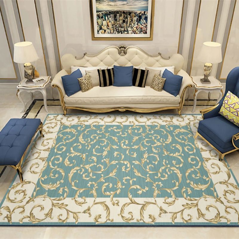 Stylish European Rug Flower Print Polyester Area Rug Anti-Slip Easy Care Carpet for Home Decor