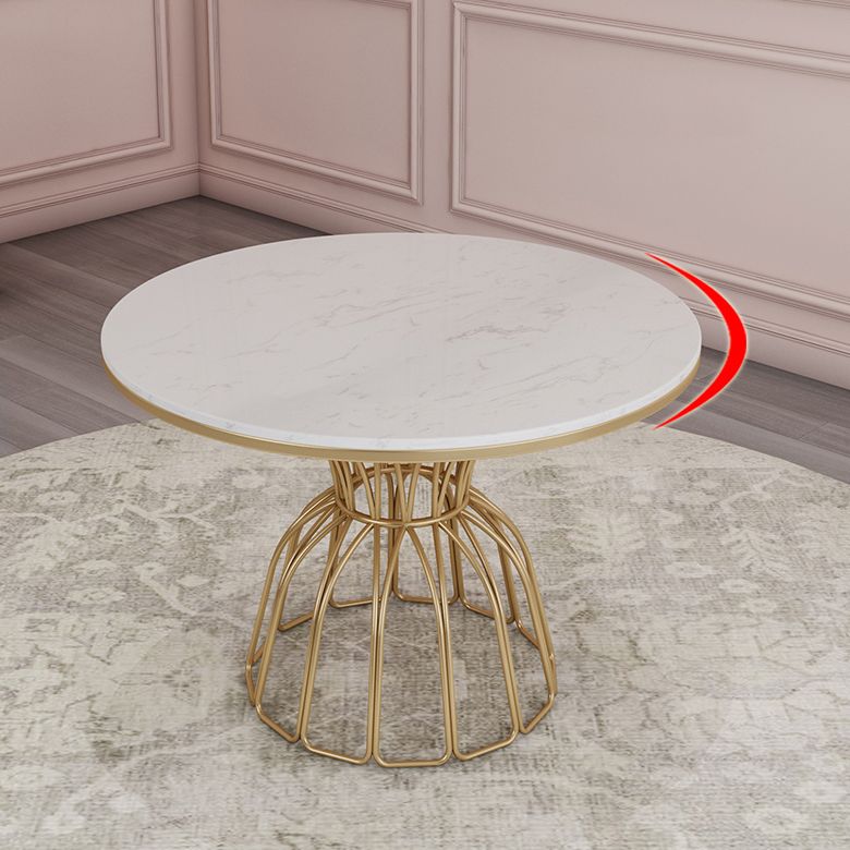 Metal Traditional Luxury Round Table Sintered Stone Top Table with Pedestal Base