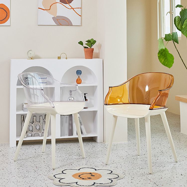Sedia in plastica in stile glam sul bracciolo solido set di sedie da cucina sala da pranzo