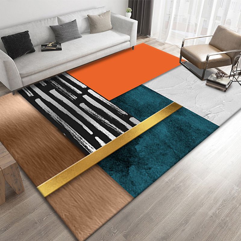Contemporary Geometric Print Carpet Polyester Rug Stain Resistant Area Carpet for Home Decoration