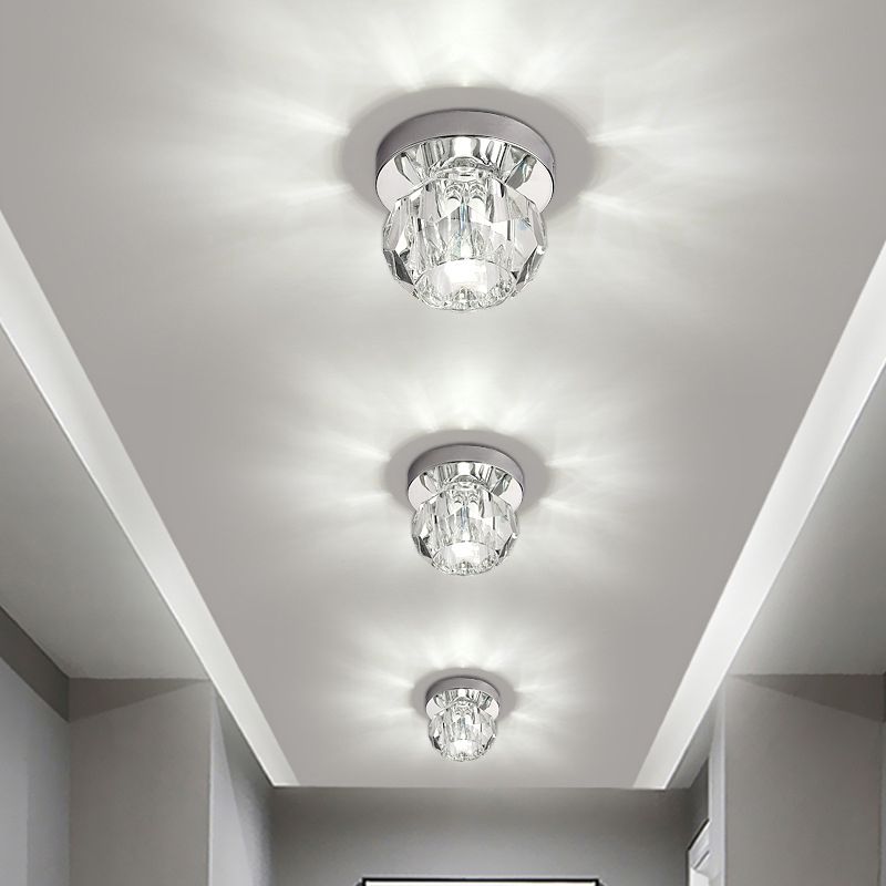 Globe gefacetteerde kristallen inbouwarmatuur Eenvoud LED dichtbij plafondlamp voor gang