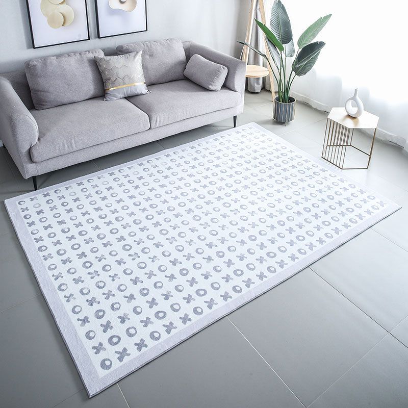 Light Grey Modern Rug Polyester Pattern Rug Tear Resistant Rug for Living Room