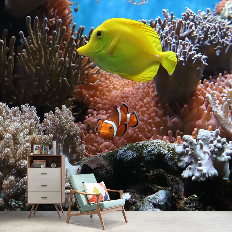 Photography Seabed Mural Decal Blue Wall Decor for Living Room, Custom Size