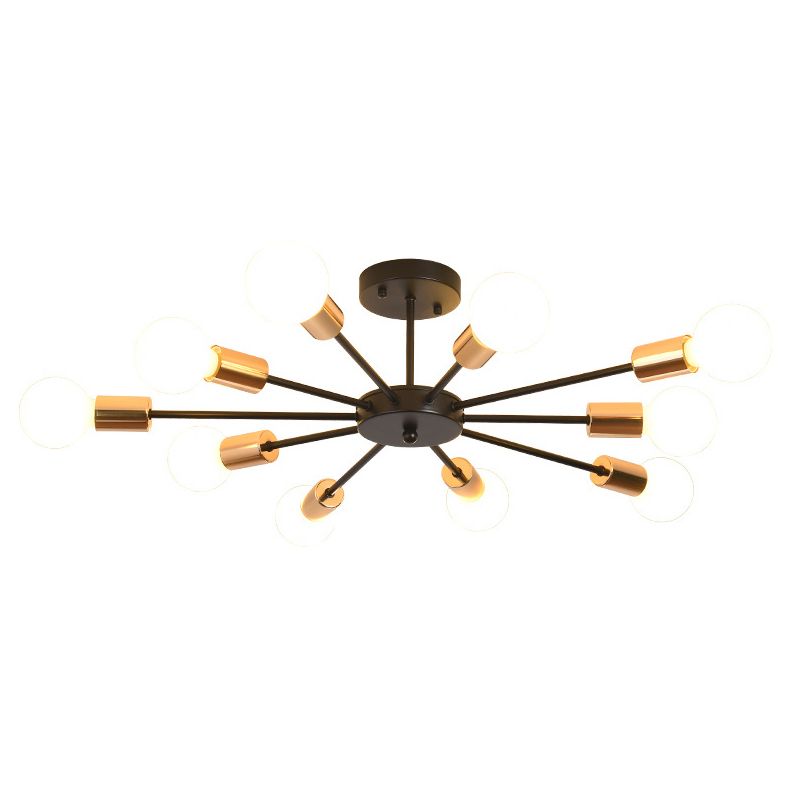 Blootgestelde metalen semi-gemonteerde verlichting Loft-stijl woonkamer semi-inbouwlamp in zwart