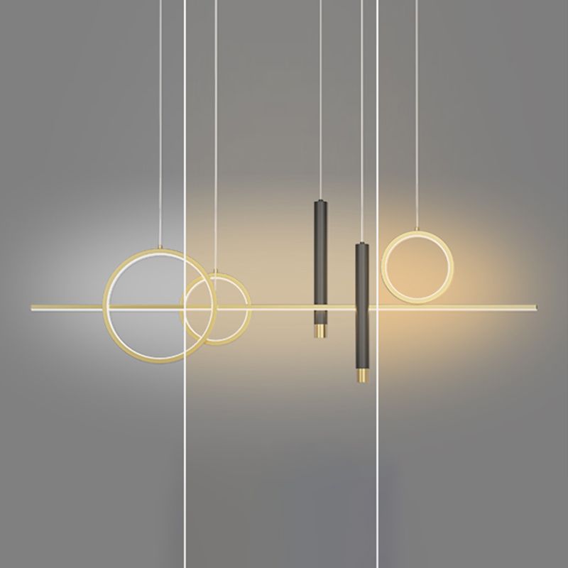 Aluminium Rectangular LED Island Pendant Light in Modern Creative Style Acrylic Ceiling Fixture for Dining Room