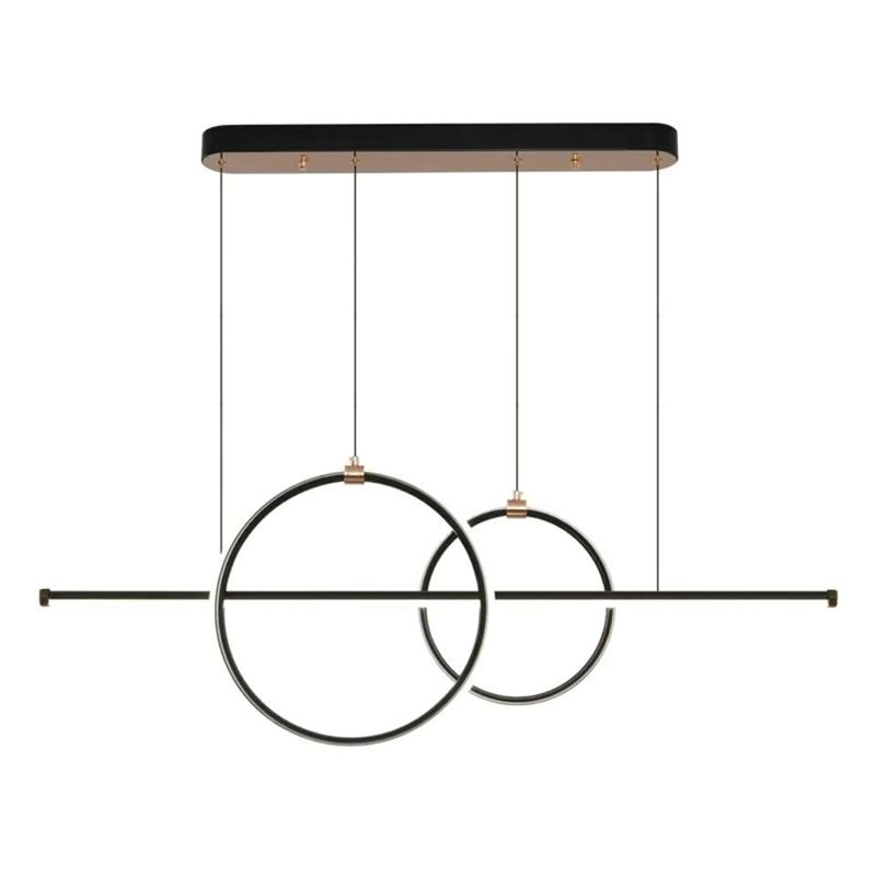 Contemporary 3-Light Golden Kitchen Island Lighting LED Linear Ceiling Light