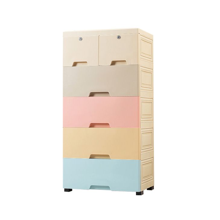 Plastic Vertical Contemporary Kids Nightstand with 5/6 Drawers for Bedroom