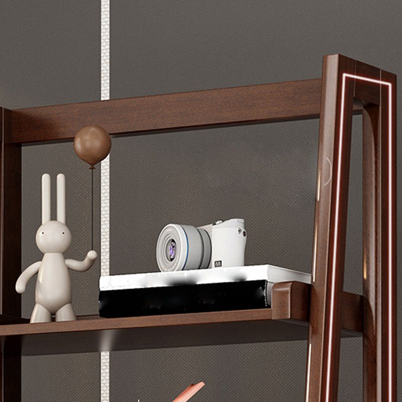 Ladder Solid Wood Bookshelf Modern Open Storage Bookcase for Home Office , 14.1" D