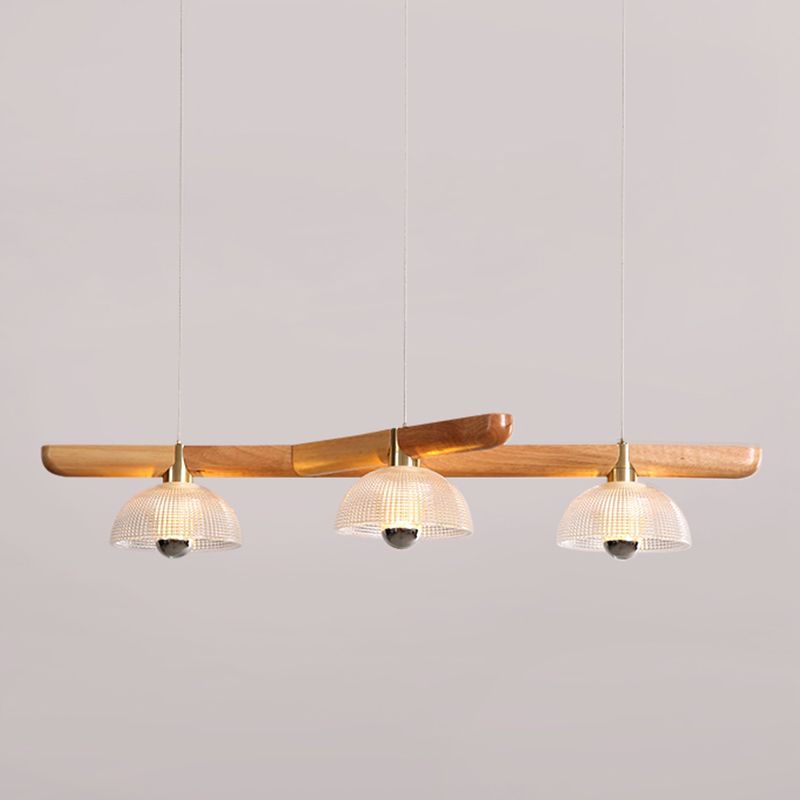 Modern Style Dome Island Lights Wooden 3-Light Pendant Lights