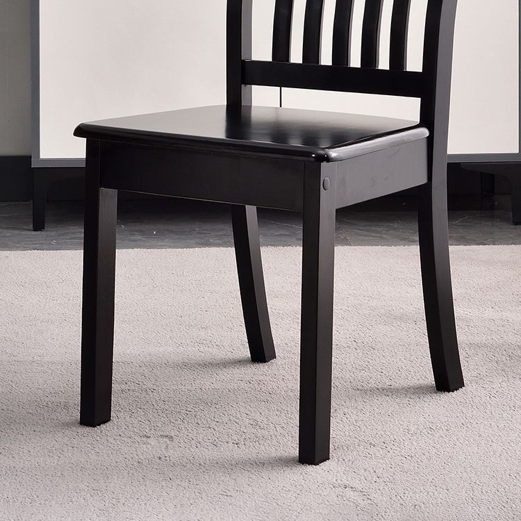 Modern Rubberwood Slat Back Chair Matte Finish Wood Dining Chair
