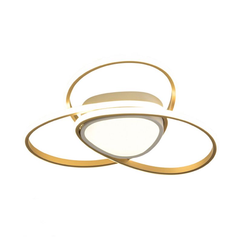 18"/21.5" W 3-Loop Acrylic Flush Mount Lamp Contemporary LED Gold Finish Ceiling Light, Warm/White Light/Remote Control Stepless Dimming
