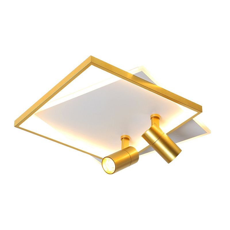 Plafonnier LED de luxe moderne en fer forgé carré encastré avec abat-jour en acrylique