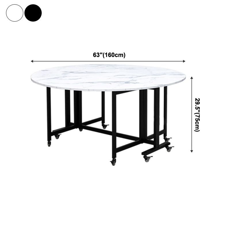 Round Dining Table Mid-Century Style Trestle Base Table for Dining Room