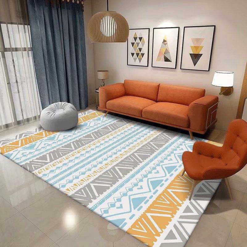 Bohemian Harlequin Print Rug Polyester Area Carpet Non-Slip Backing Indoor Rug for Living Room