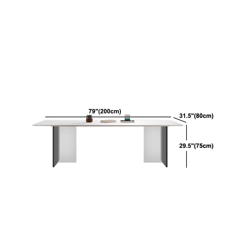 Modern Dining Table with White Stone Rectangle Dining Table for Kitchen