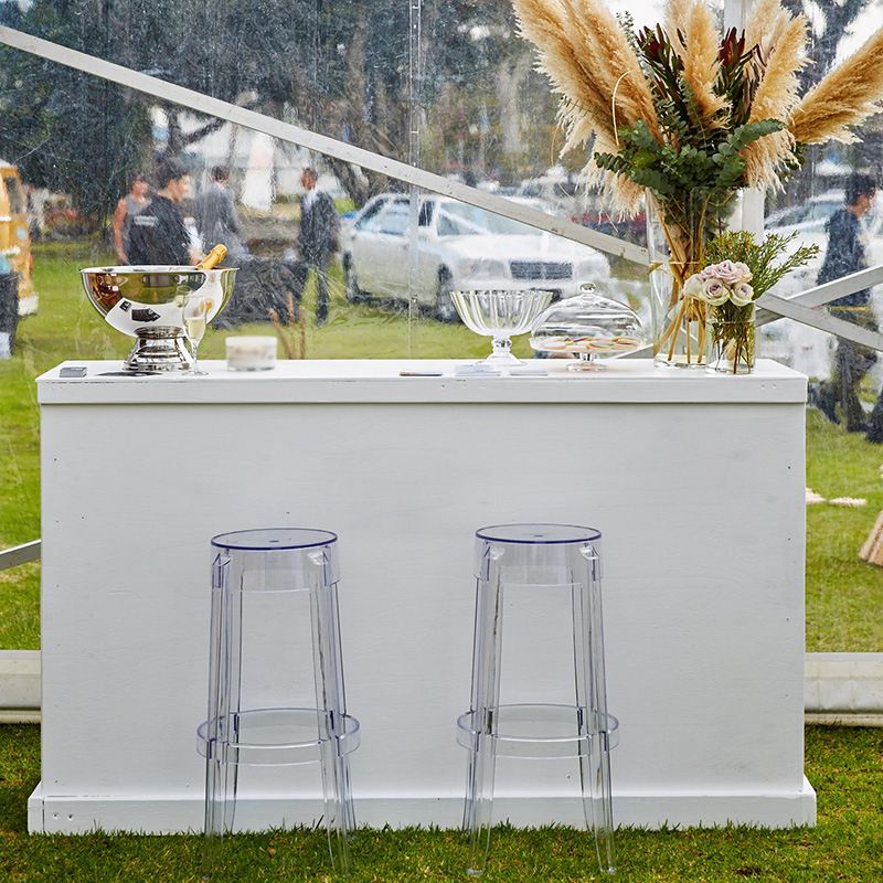 Taburete de barra de plástico transparente de estilo nórdico de 30 pulgadas para comedor para comedor