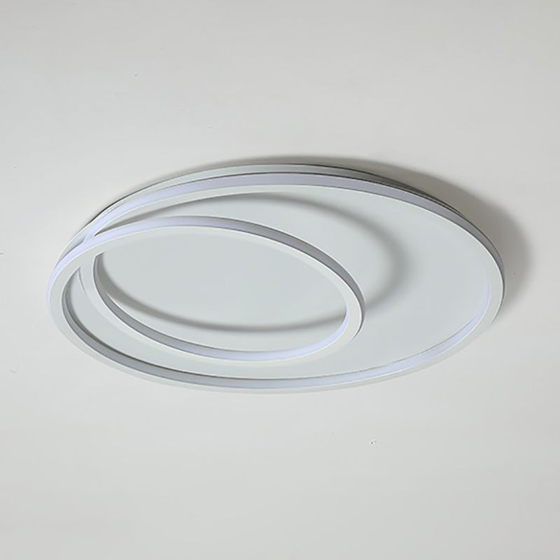White Circle Ceiling Light Fixture Modern Style LED Metal Close to Ceiling Lamp