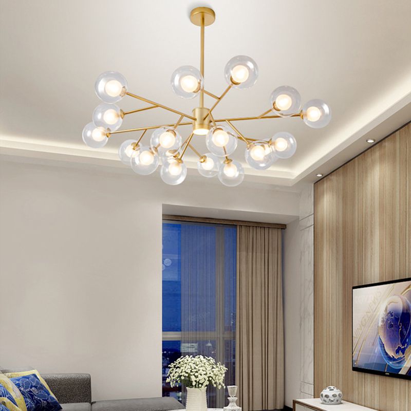 Spherical Shape Chandelier Light Modern Style Glass 1 Light Hanging Lamp for Dining Room