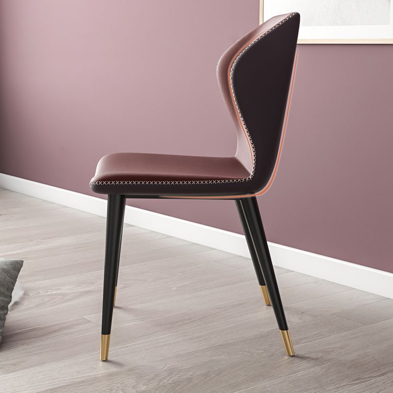 Sillas de comedor de cuero de estilo contemporáneo Wingback que cena la silla sin brazos para uso doméstico