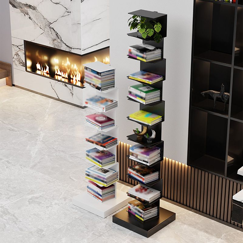 Closed Metal Bookcase Modern Geometry Shelves for Study Room