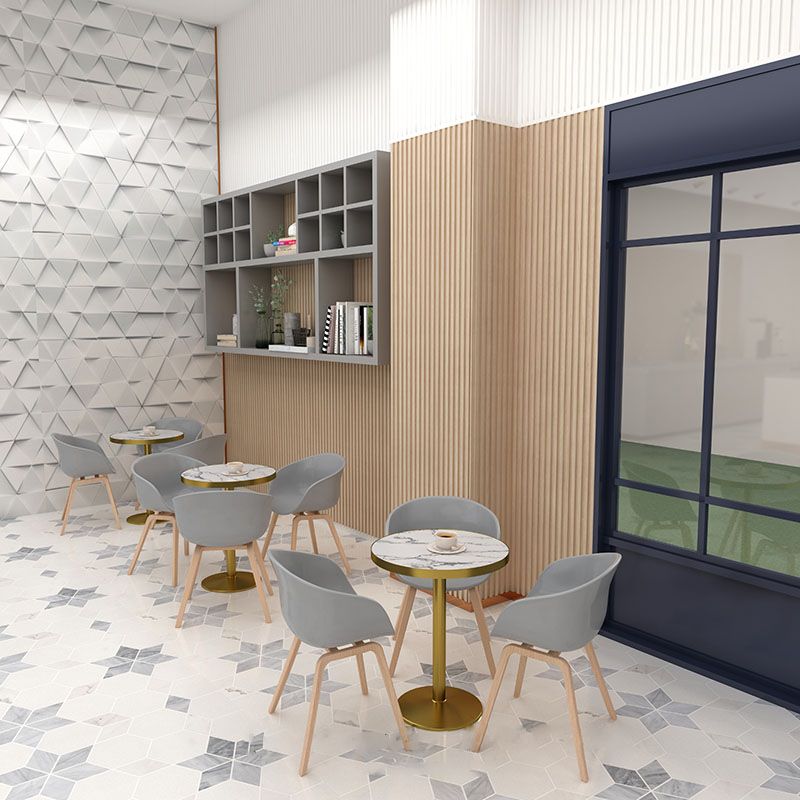 Scandinavian Plastic Dining Arm Chair Matte Finish Solid Back Dining Chair (Set of 4)