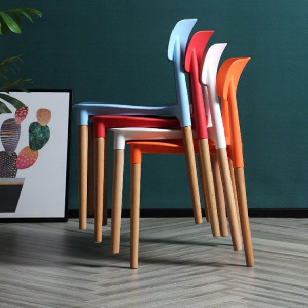 Plastic Dining Chairs Contemporary Open Back Dining Side Furniture in Matte Finish