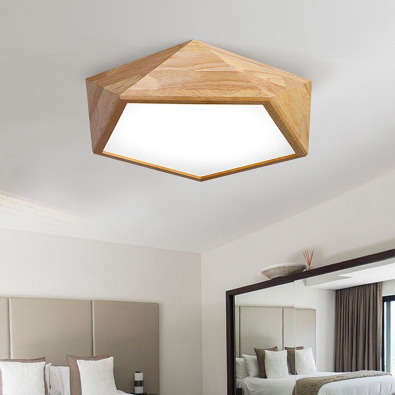 Diamond Wood Flush Mount Ceiling Light Fixture Modern Dining Room Flush Mount Lighting Fixtures