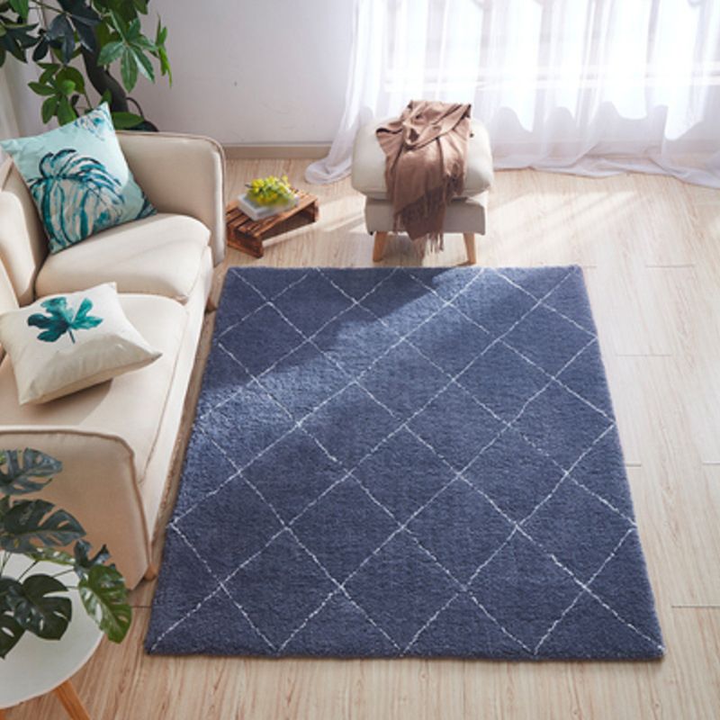 Plaid Living Room Rug Abstract Carpet Polyester Washable Area Rug