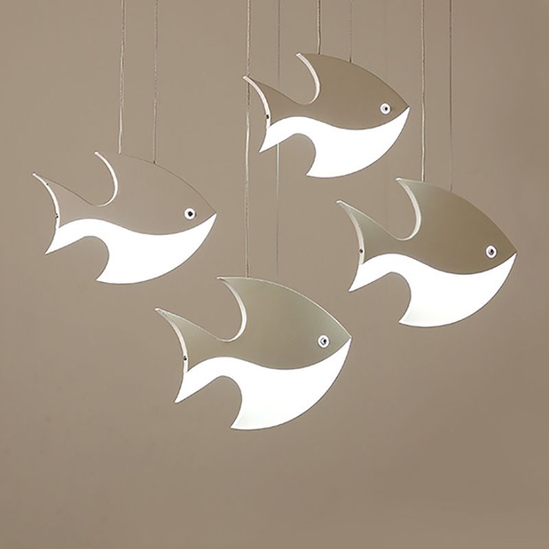 Fish Shaped LED Pendant Light Metallic Minimalist Multiple Hanging Light for Dining Room