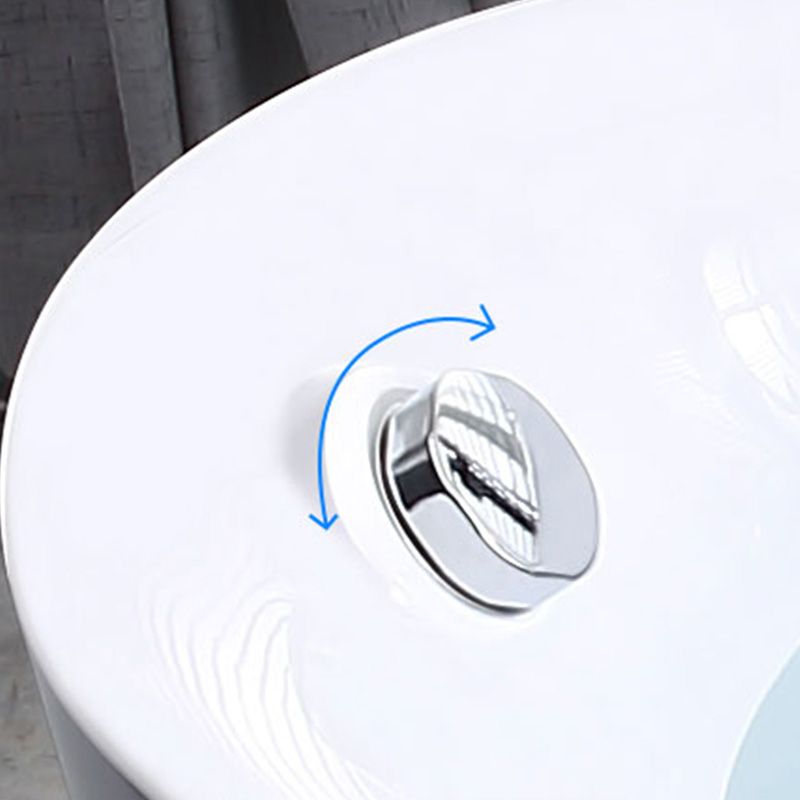 Modern White Ellipse Acrylic Bathtub Freestand Soaking Bathtub with Drain Bath Tub