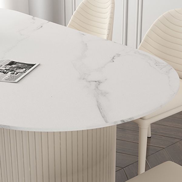 Metal Traditional Luxury Freeform Table Sintered Stone Table with Double Pedestal