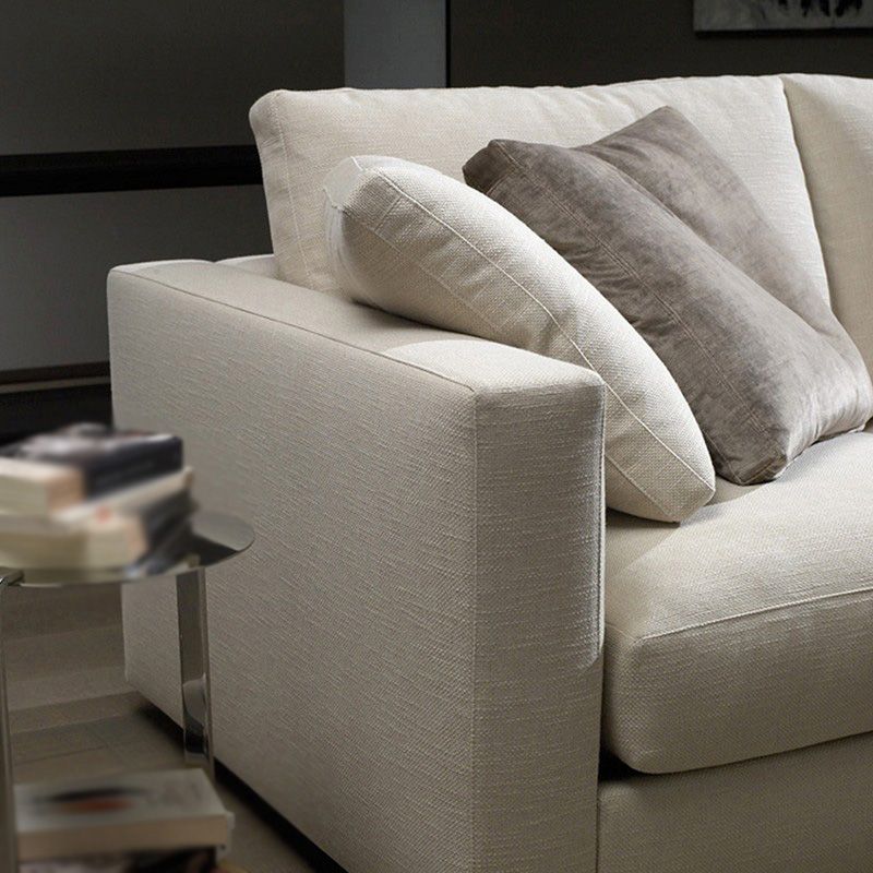 Sponge/latex Seat Filling Imitation Leather & Cotton & Linen Upholstered Rectangular Sofa