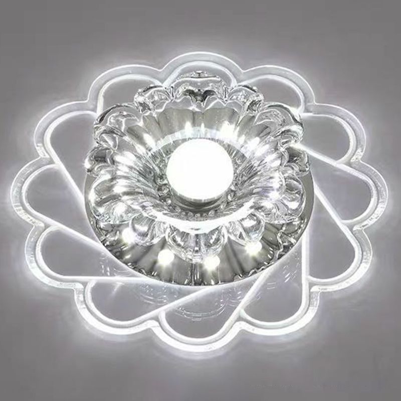 Éclairage encastré en cristal en forme de fleur luminaire encastré LED transparent minimaliste