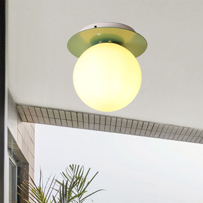 Opal Glass Global Plafonnier encastré moderne à 1 lumière avec auvent gris/blanc/vert/bois