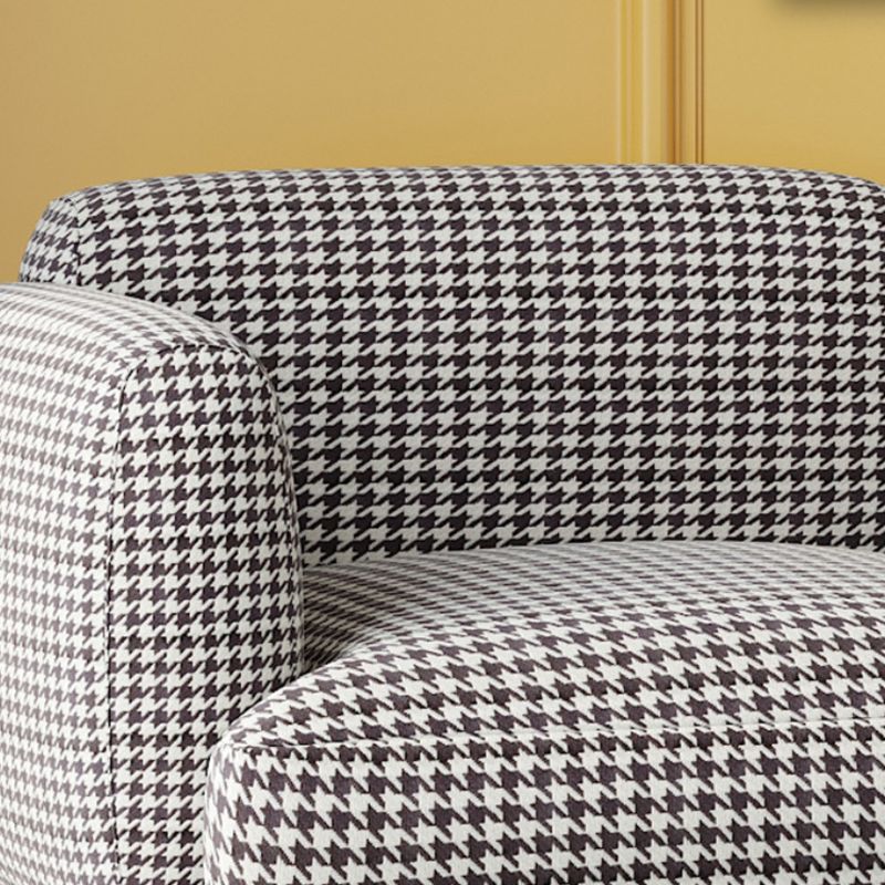 Modern Houndstooth Armchair Basic Four Leg Recessed Arms Chair