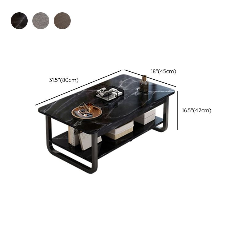 4 Legs Storage Coffee Table Set Modern Wood Rectangle Coffee Table