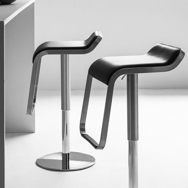 Contemporary Low Back Indoor Armless Bar Stool with Metal Base