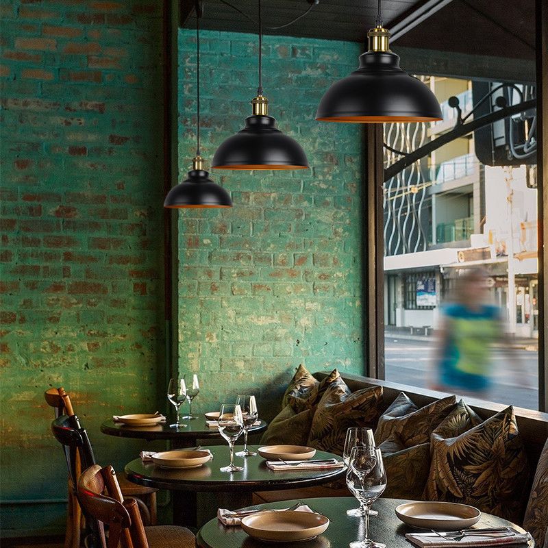 Metal Black Commercial Pendant Lighting Shaded Farmhouse Style Pendant Light Fixture